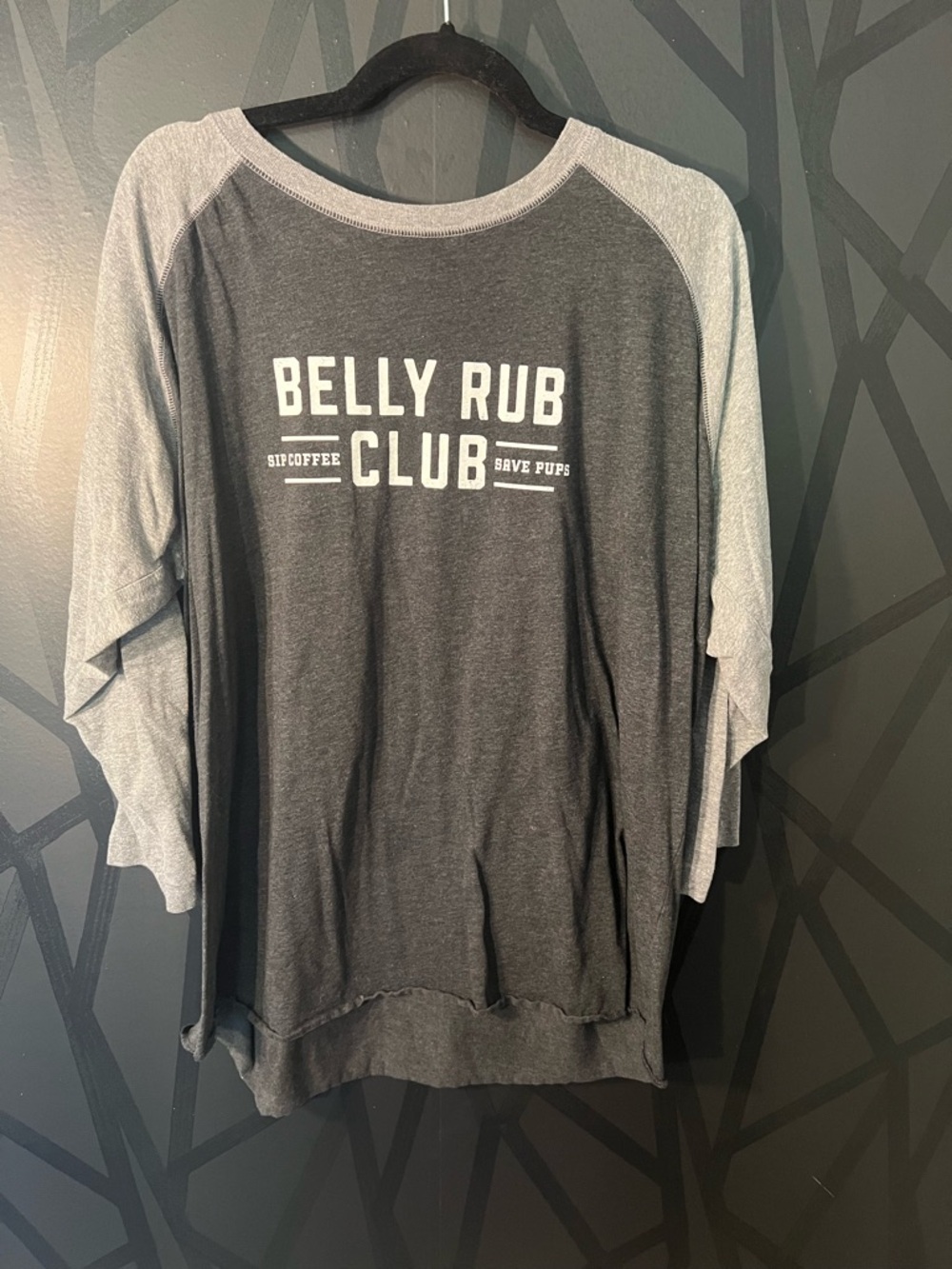 Belly Rub Club Raglan Tee - Two-Tone Gray